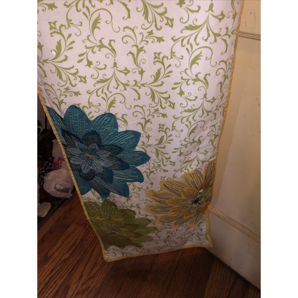 Pier 1 Table Runner Appliqued Top Stitced Flowers 13x72" Fall Colors Boho - Picture 9 of 9